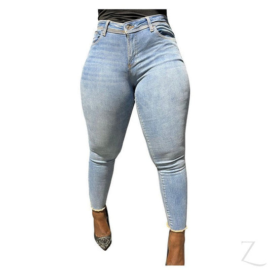 Ladies Super Strong Super Skinny Stretchy Denim Jeans | Raw Hem | "Zia"