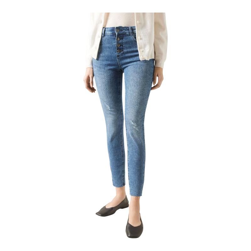Ladies High Rise Super Skinny Super Stretchy Strong Denim Jeans | Cropped | "Limu" - B Grade