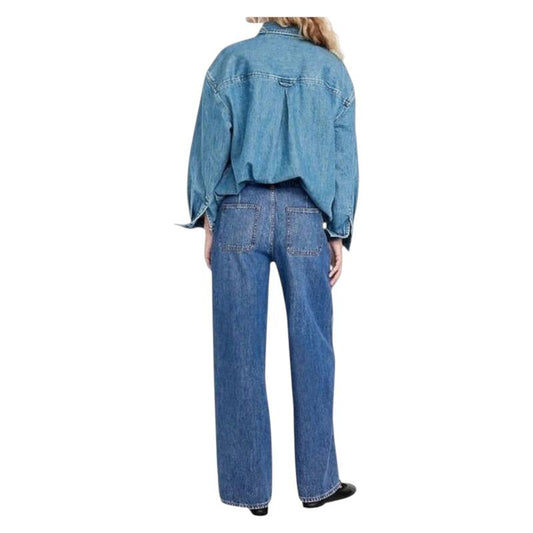 Ladies High Rise Strong Wide Leg Denim Jeans | Front Pockets | "Samina" - B Grade