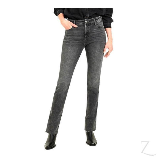 Ladies High Rise Super Strong Slightly Stretchy Slim Fit Denim Jeans With Cropped Hem | Plain | "Samina" - A Grade