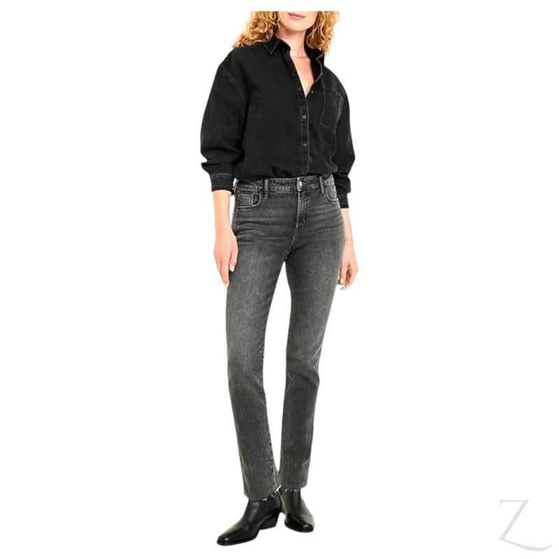 Ladies High Rise Super Strong Slightly Stretchy Slim Fit Denim Jeans With Cropped Hem | Plain | "Samina" - A Grade