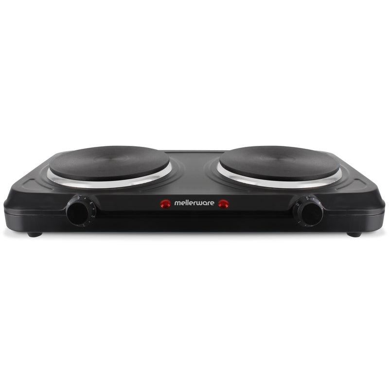 Mellerware Hotplate Solid Plate Double Steel Black 5 Heat Settings 2000W "Helios"