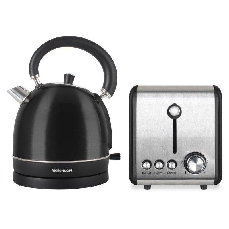 Mellerware Pack 2 Piece Set Stainless Steel Black Kettle And Toaster "Eclipse"