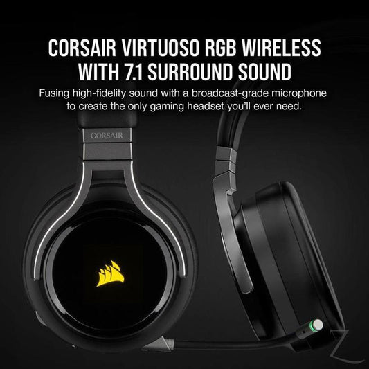 CORSAIR VIRTUOSO RGB Wireless High-Fidelity Gaming Headset; 7.1 - Carbon