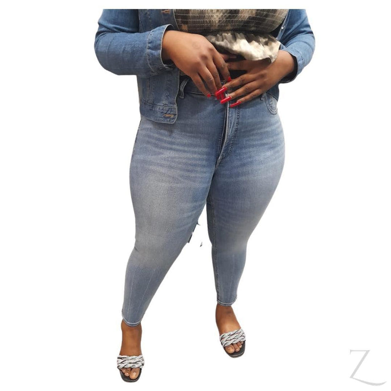 Buy-Ladies High Rise Super Skinny Super Strong Stretchy Denim Jeans | Plain | "Sara"-Light Blue-26-Online-in South Africa-on Zalemart