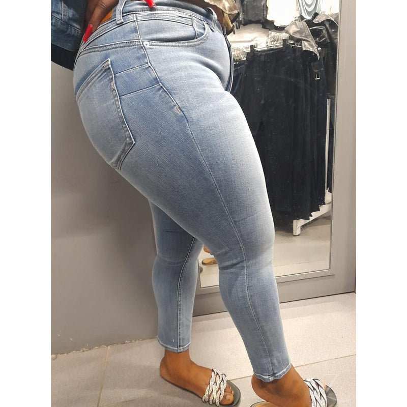 Buy-Ladies High Rise Super Skinny Super Strong Stretchy Denim Jeans | Plain | "Sara"-Online-in South Africa-on Zalemart