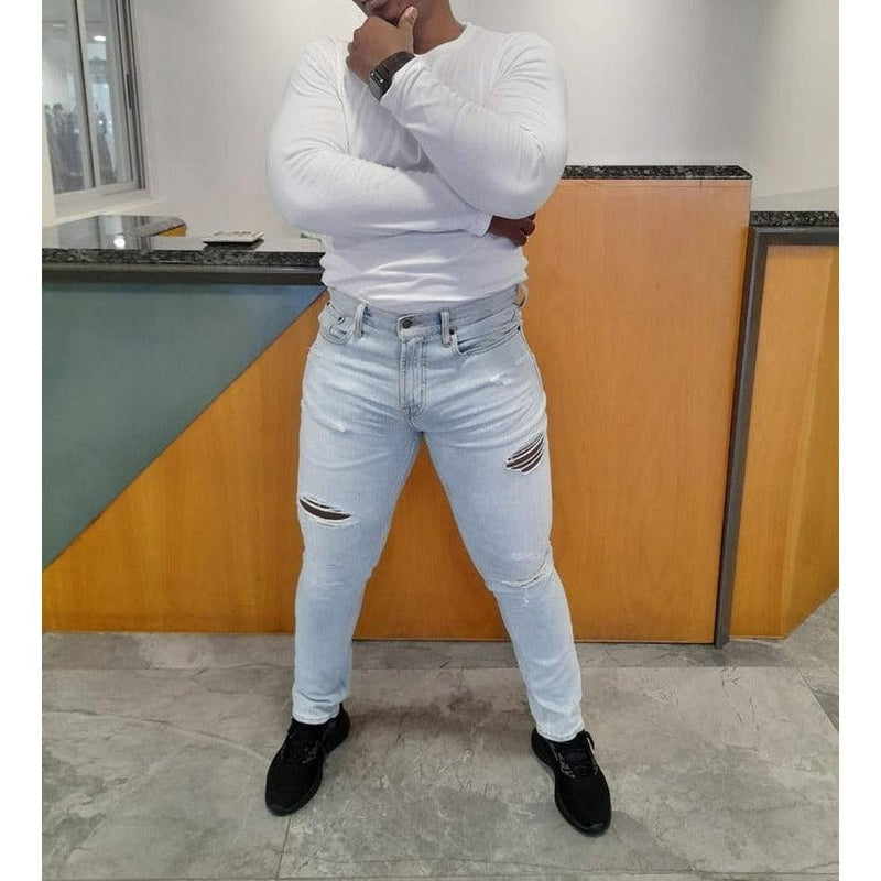 Buy-Men's Slim-Straight Strong Denim Jeans | Ripped | "Samina"-Online-in South Africa-on Zalemart