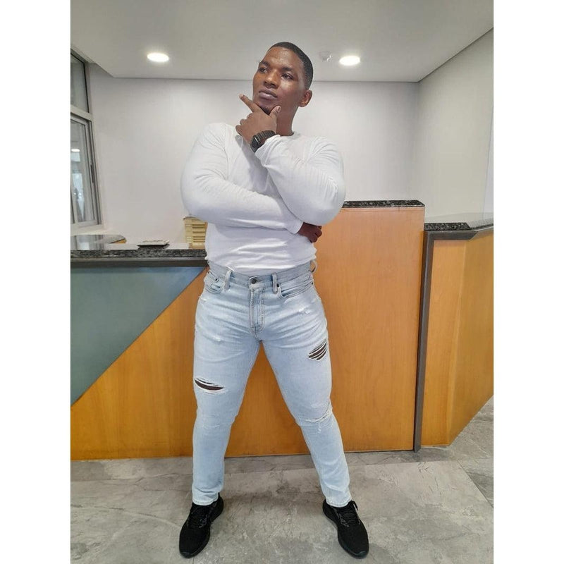 Buy-Men's Slim-Straight Strong Denim Jeans | Ripped | "Samina"-Online-in South Africa-on Zalemart