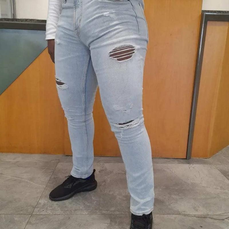 Buy-Men's Slim-Straight Strong Denim Jeans | Ripped | "Samina"-Online-in South Africa-on Zalemart