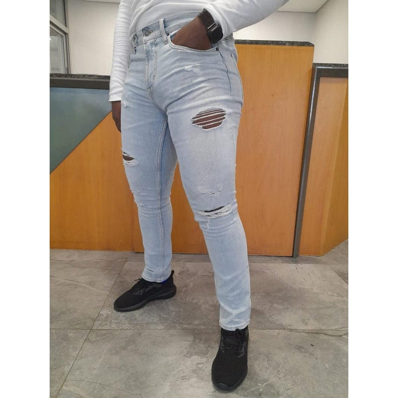 Buy-Men's Slim-Straight Strong Denim Jeans | Ripped | "Samina"-Online-in South Africa-on Zalemart