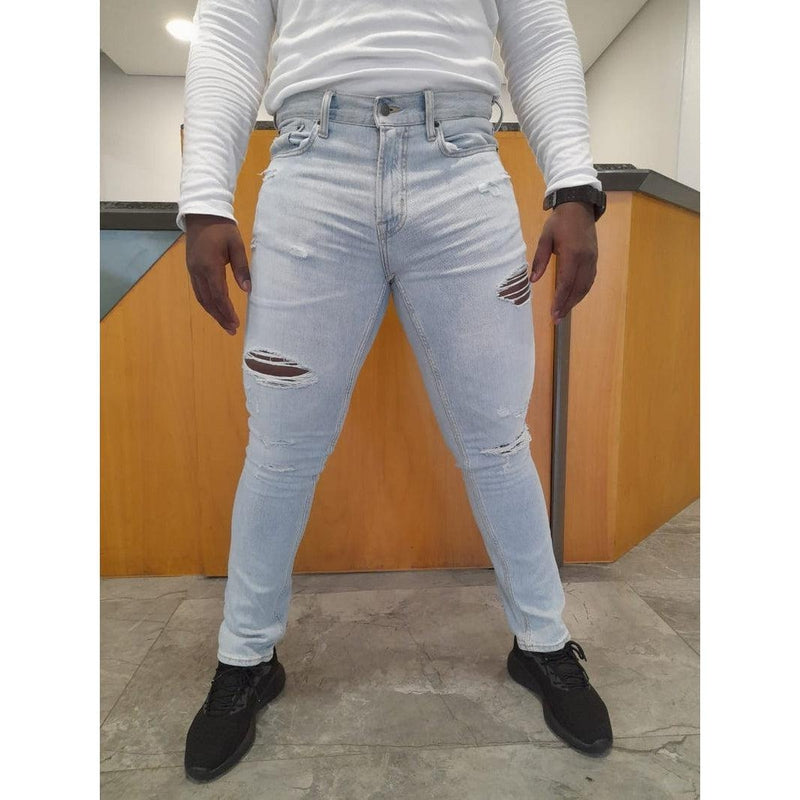 Buy-Men's Slim-Straight Strong Denim Jeans | Ripped | "Samina"-Online-in South Africa-on Zalemart