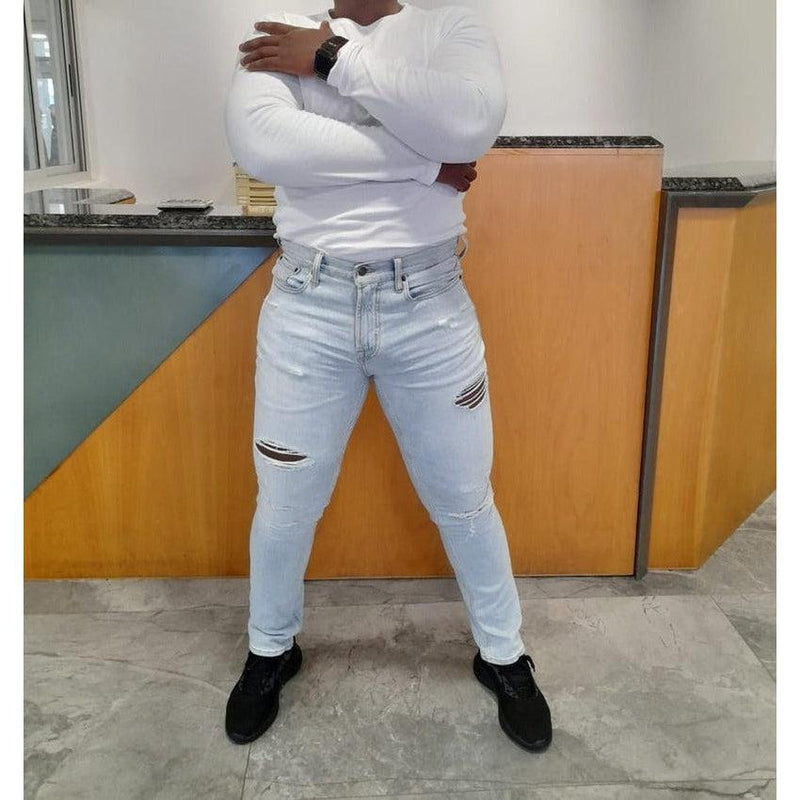 Buy-Men's Slim-Straight Strong Denim Jeans | Ripped | "Samina"-Online-in South Africa-on Zalemart