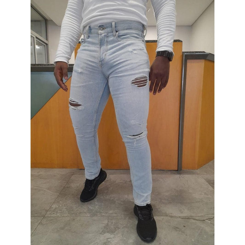 Buy-Men's Slim-Straight Strong Denim Jeans | Ripped | "Samina"-Online-in South Africa-on Zalemart
