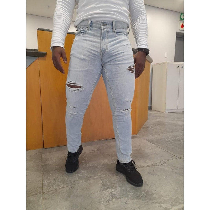 Buy-Men's Slim-Straight Strong Denim Jeans | Ripped | "Samina"-Online-in South Africa-on Zalemart