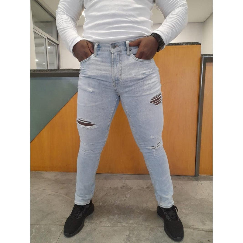 Buy-Men's Slim-Straight Strong Denim Jeans | Ripped | "Samina"-Online-in South Africa-on Zalemart