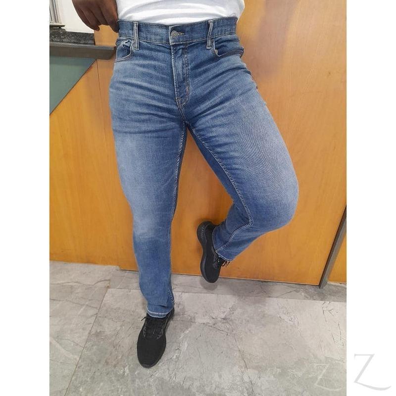 Buy-Men's Super Strong Stretchy Slim-Straight Denim Jeans | Plain | "Samina" - B Grade-Online-in South Africa-on Zalemart