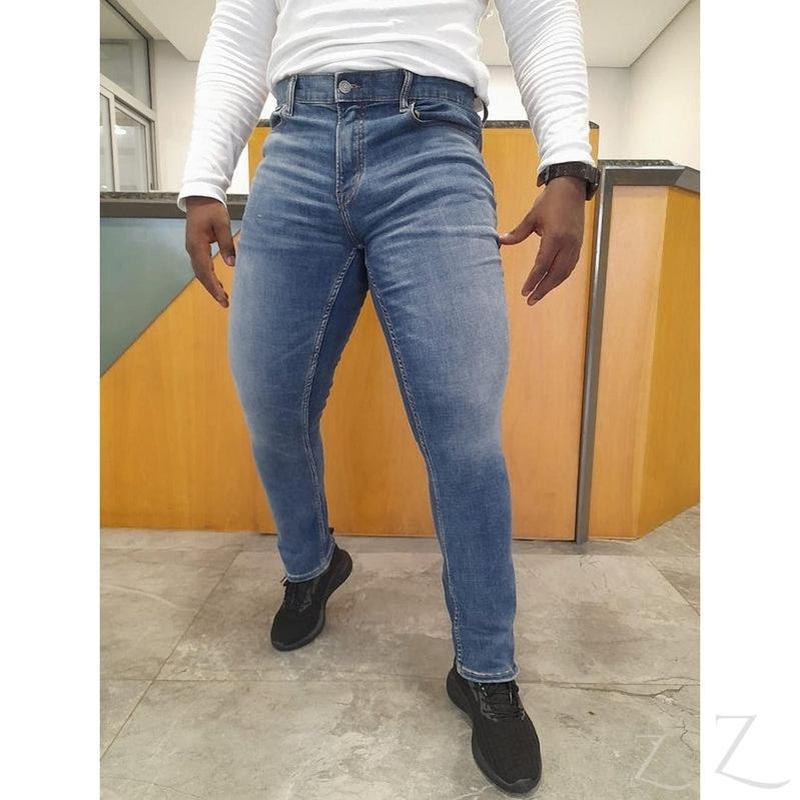 Buy-Men's Super Strong Stretchy Slim-Straight Denim Jeans | Plain | "Samina" - B Grade-Online-in South Africa-on Zalemart