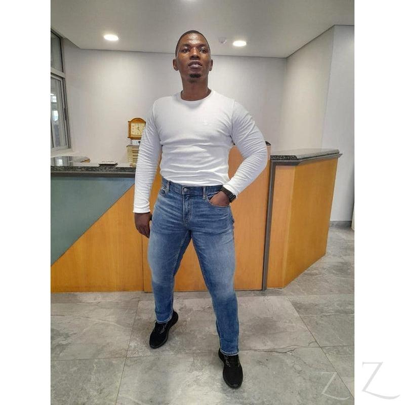 Buy-Men's Super Strong Stretchy Slim-Straight Denim Jeans | Plain | "Samina" - B Grade-Online-in South Africa-on Zalemart