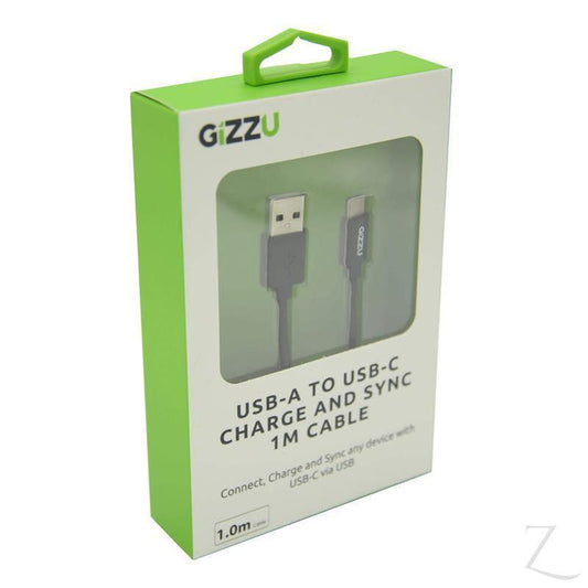 GIZZU USB2.0 A to USB-C 1m Cable - Black