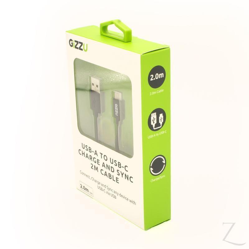 GIZZU USB2.0 A to USB-C 2m Cable - Black