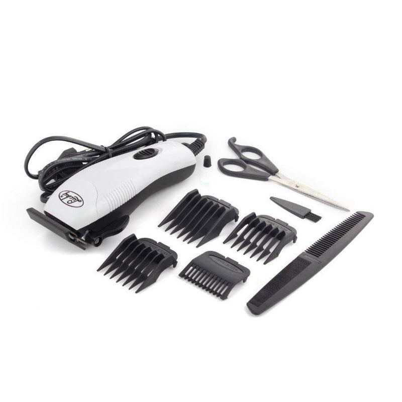 Lucky Hair Clipper 8 Piece Set Plastic White 10W "Magicut"