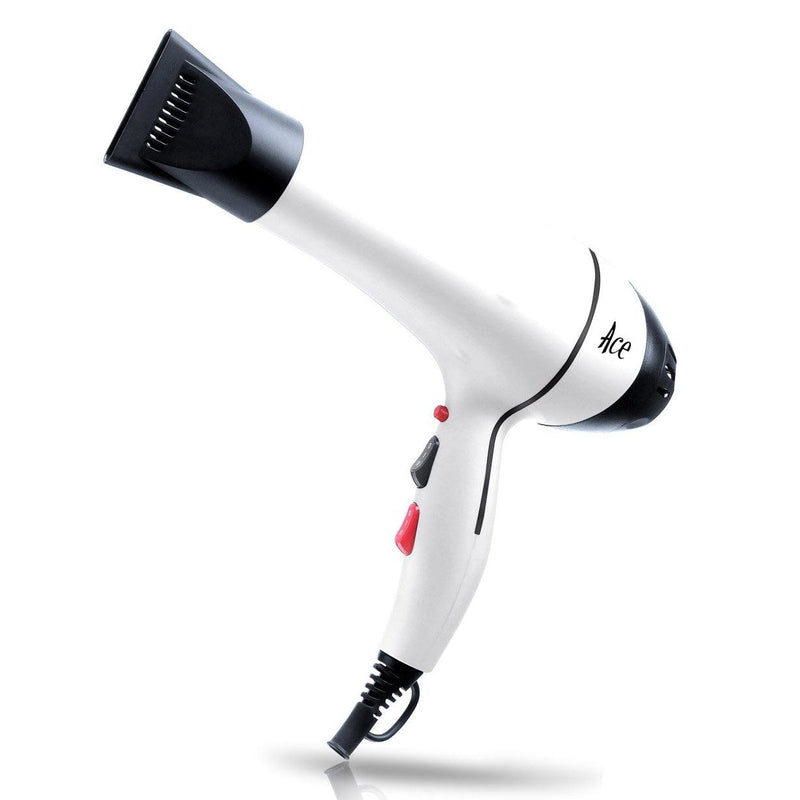 Ace Hair Dryer 3 Heat Settings Plastic White 2 Speed 2000W "Pro Turbo"