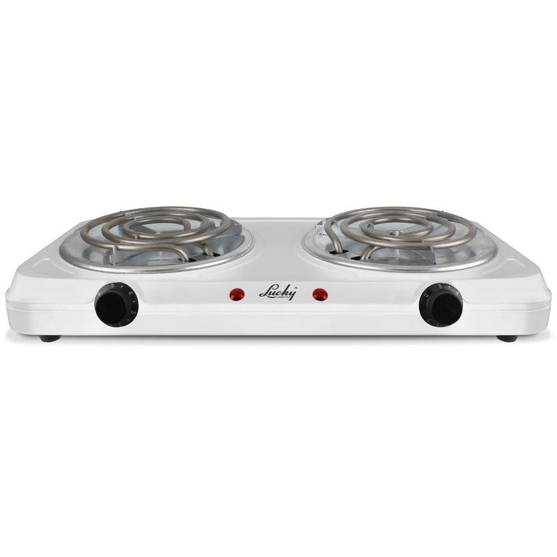 Lucky Hotplate Adjustable Temperature White Double Plate 2000W