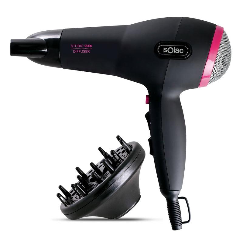 Solac Hair Dryer DC Motor Black 2 Speed 2200W "Studio Diffuser 2200"