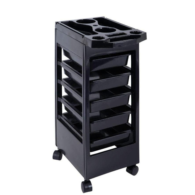 Lucky Salon Trolley Plastic Black 5 Tier