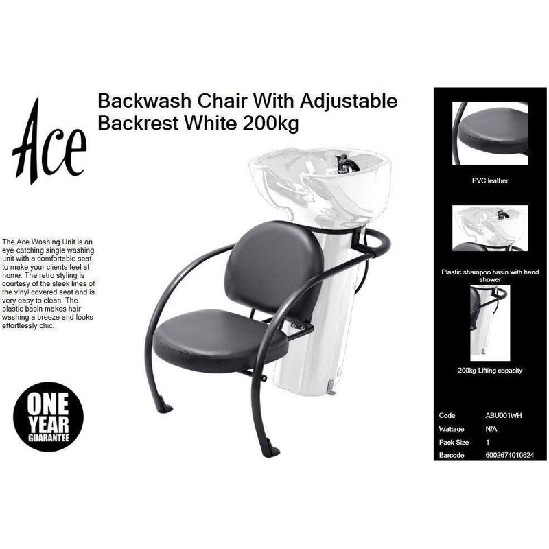 Buy-Ace Backwash Chair With Adjustable Backrest White 200kg-Online-in South Africa-on Zalemart
