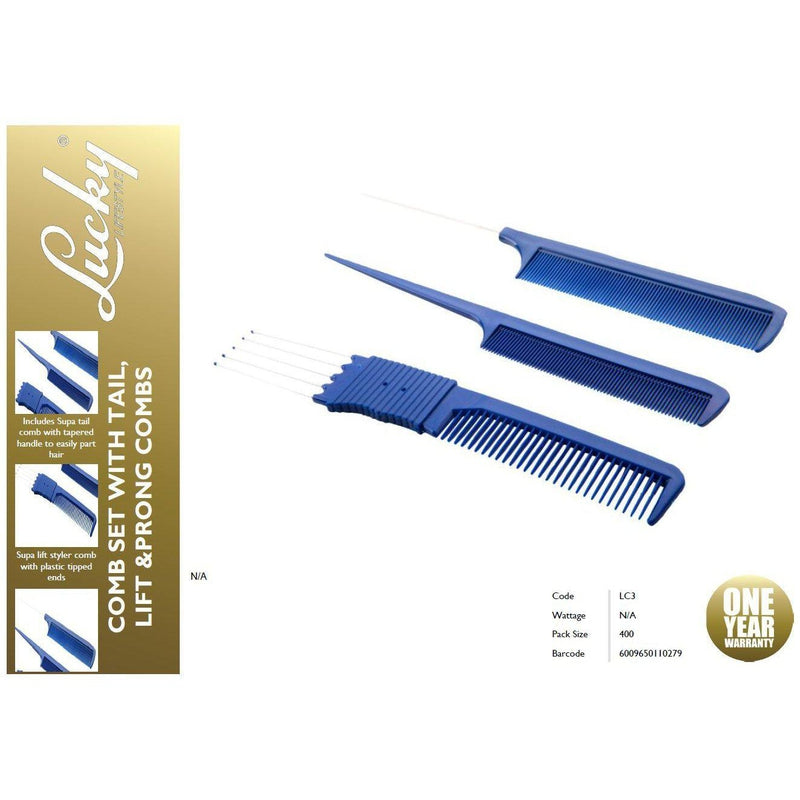 Buy-Lucky Comb Set Plastic Blue 3 Piece "Supa 3"-Online-in South Africa-on Zalemart