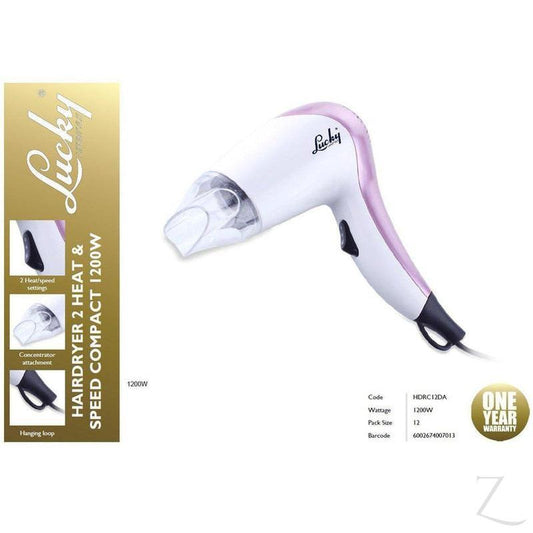 Buy-Lucky Hair Dryer 2 Heat Settings Plastic White 2 Speed 1200W-Online-in South Africa-on Zalemart