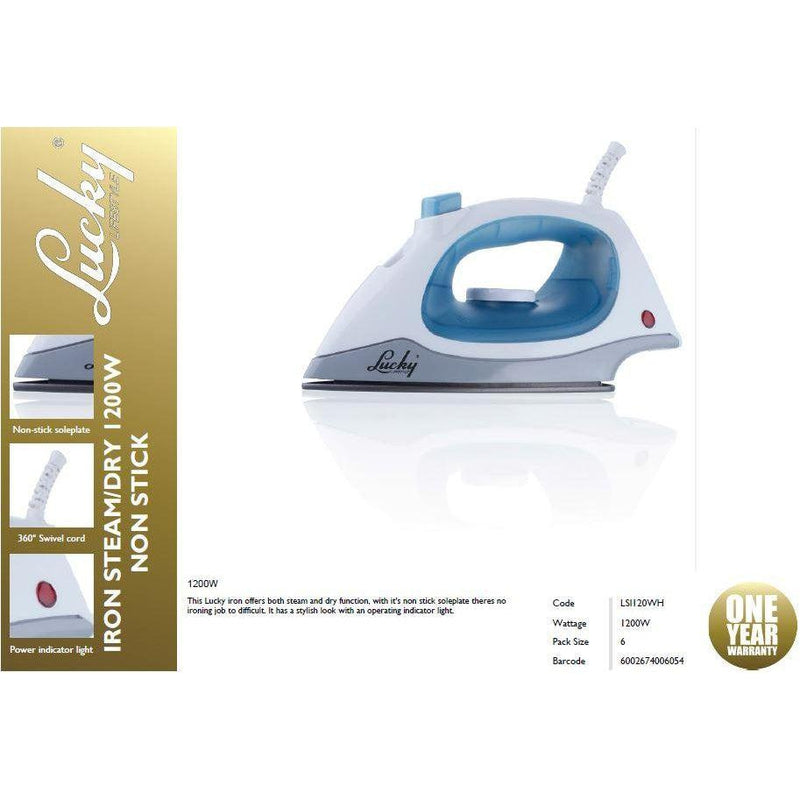 Buy-Lucky Iron Steam / Dry Non-Stick Blue 130ml 1200W-Online-in South Africa-on Zalemart