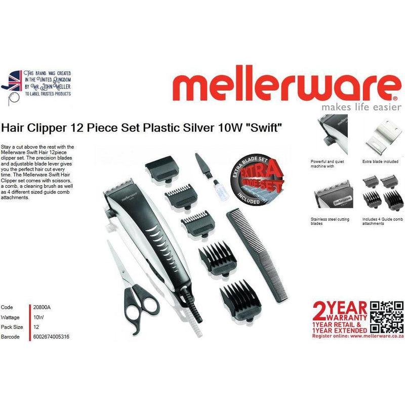 Buy-Mellerware Hair Clipper 12 Piece Set Plastic Silver 10W "Swift"-Online-in South Africa-on Zalemart