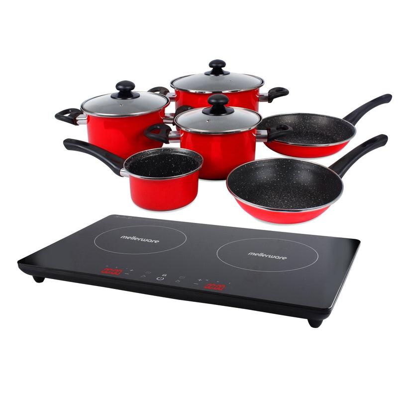 Buy-Mellerware Pack 10 Piece Black Induction Cooker And Pot Set 3000W "Capri"-Online-in South Africa-on Zalemart