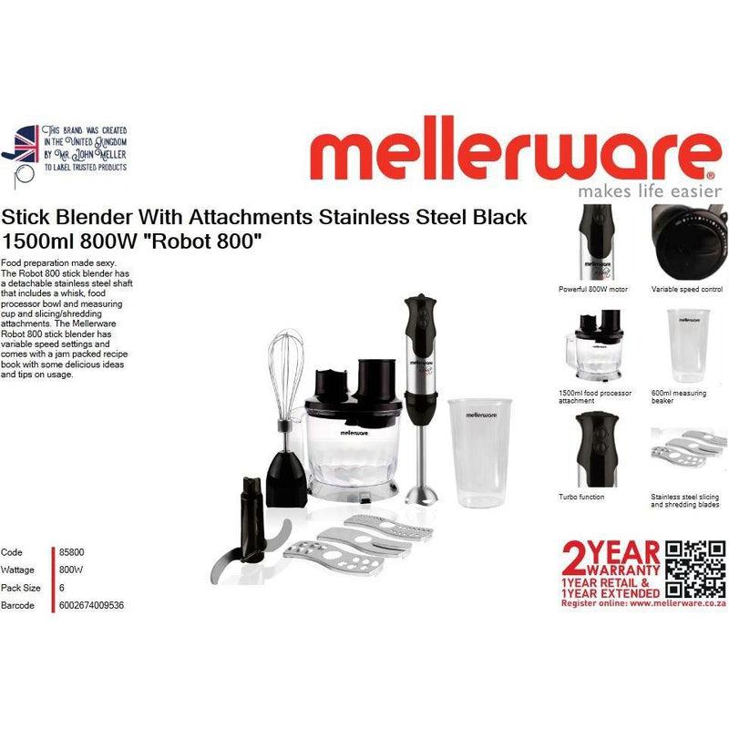 Buy-Mellerware Stick Blender With Attachments Stainless Steel Black 1500ml 800W "Robot 800"-Online-in South Africa-on Zalemart