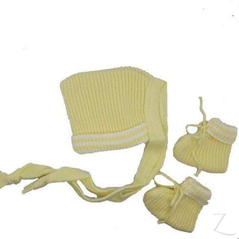 Newborn Baby Bonnet & Bootie Set - Assorted Colours - Zalemart