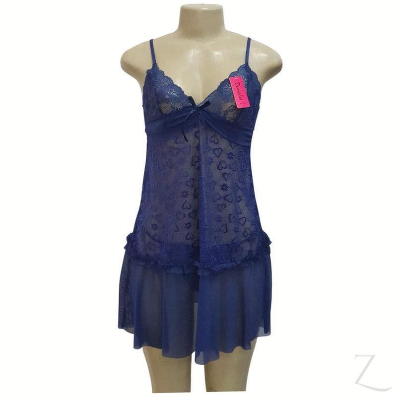 Buy-Women's Lace Chemise and G-String Set-Blue-S/M-Online-in South Africa-on Zalemart