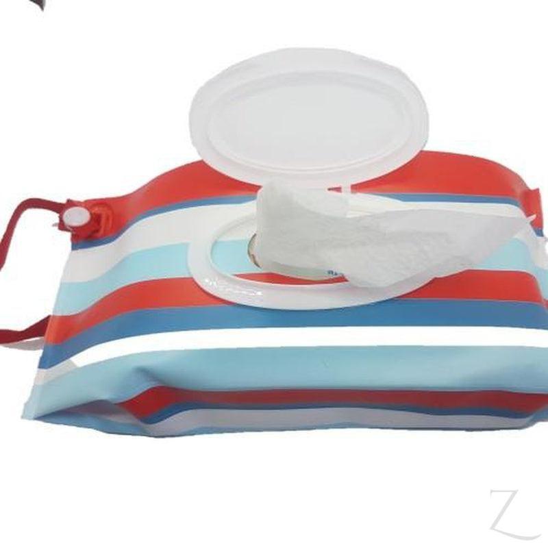 Reusable Wet Wipes Pouch - Red & Blue Stripes 4aKid