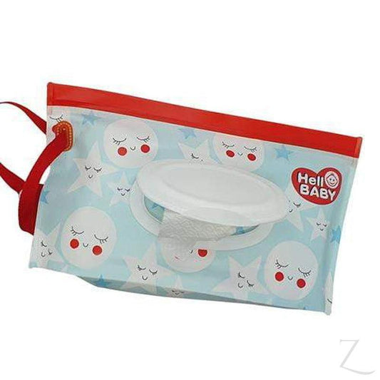 Reusable Wet Wipes Pouch - Light Blue Stars and Moon - Zalemart