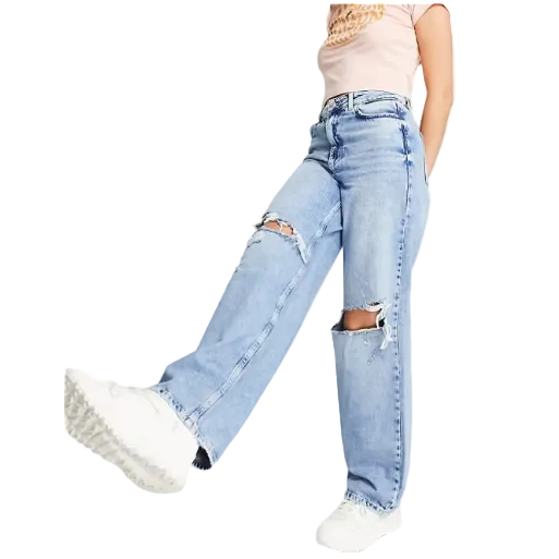 Ladies High Rise Super Strong 90s Fit Baggy Jeans | Ripped | "Bula" - B Grade