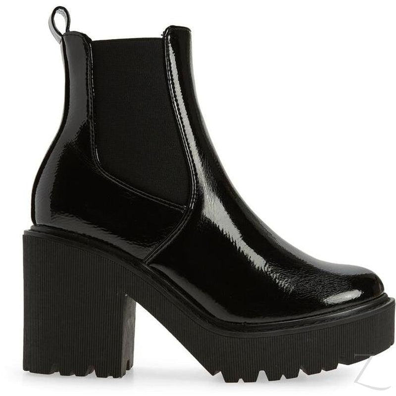 Buy-Ladies Block Heel Chelsea Boots | Shiny | "Tops"-Black-3-Online-in South Africa-on Zalemart