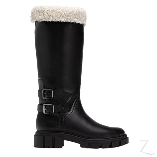 Buy-Ladies Chunky Mid-Calf Boots | Fur Inner | "Sia"-Black-4-Online-in South Africa-on Zalemart