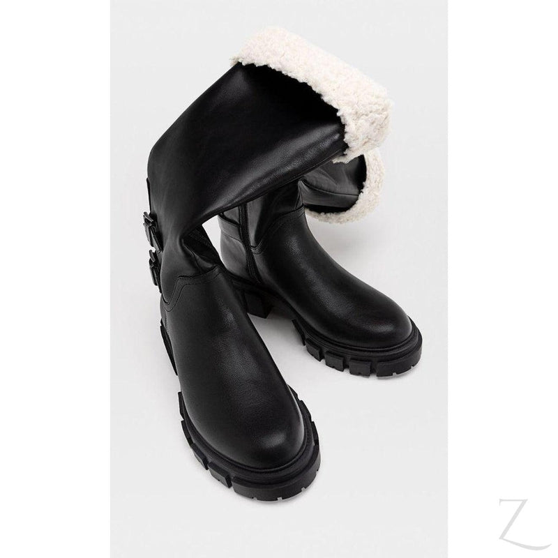 Buy-Ladies Chunky Mid-Calf Boots | Fur Inner | "Sia"-Online-in South Africa-on Zalemart