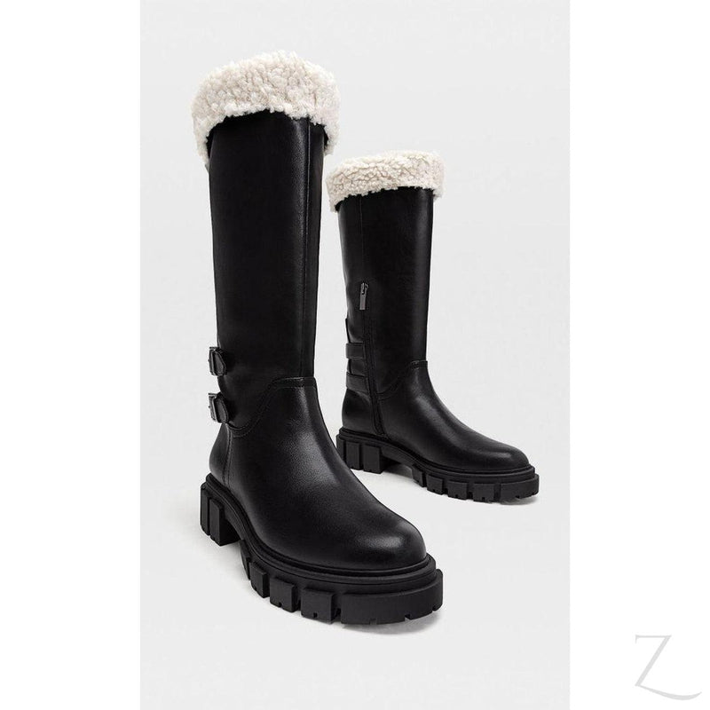 Buy-Ladies Chunky Mid-Calf Boots | Fur Inner | "Sia"-Online-in South Africa-on Zalemart