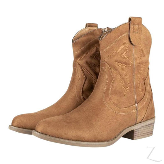 Buy-Ladies Cowboy Ankle Boots | Plain Pattern | "Mara" - A Grade-Beige-3-Online-in South Africa-on Zalemart