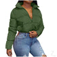 Buy-Ladies Cropped Puffer Jacket | Zipper | "Thingo"-Green-S-Online-in South Africa-on Zalemart