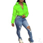 Buy-Ladies Cropped Puffer Jacket | Zipper | "Thingo"-Neon Green-S-Online-in South Africa-on Zalemart