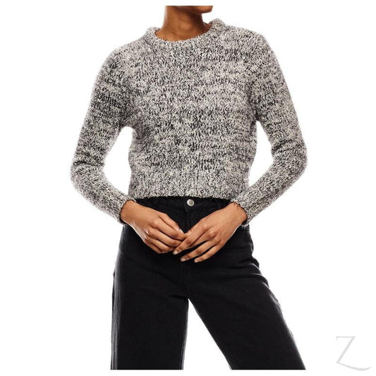 Buy-Ladies Cropped Woolly Sweater | Textured | "Ria"-Black & White-S-Online-in South Africa-on Zalemart