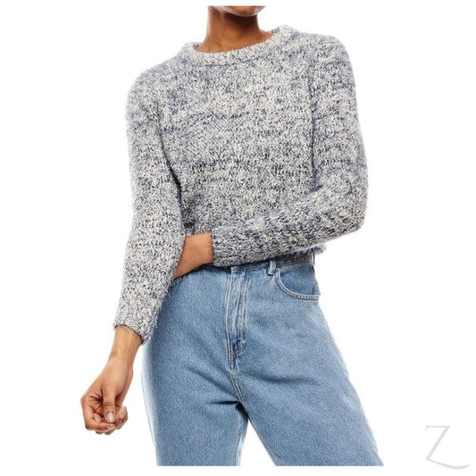 Buy-Ladies Cropped Woolly Sweater | Textured | "Ria"-Navy & White-S-Online-in South Africa-on Zalemart